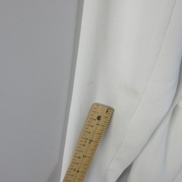 Club Monaco Tie Waist Blazer Women S White Open Front Ribbed Jacket Texture 442 - Picture 10 of 13